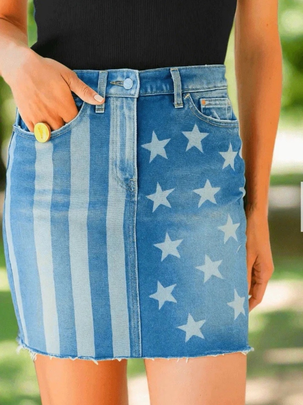 Judy Blue high waisted patriotic Blue Star and Stripe Denim Skirt size small